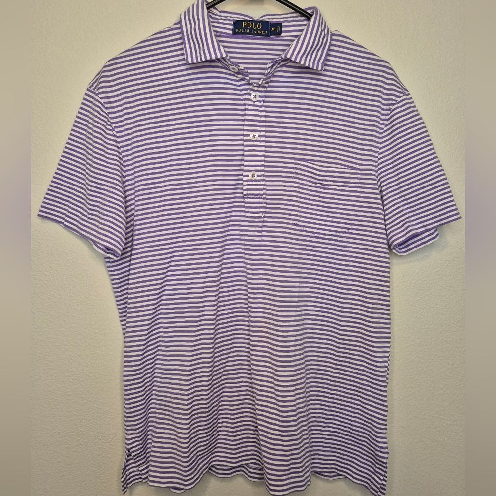 Polo by Ralph Lauren Men's Shirt in Purple and White Stripes Size Medium